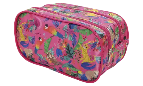 Estojo Escolar de Bichinhos - Retangular Duplo Pink