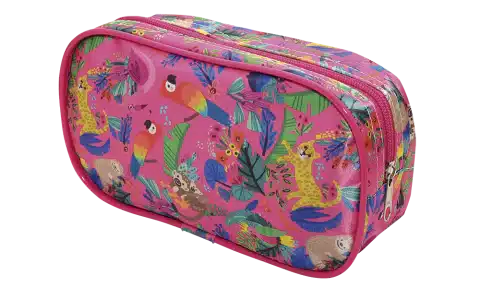 Estojo Escolar de Bichinhos - Retangular Grande Pink